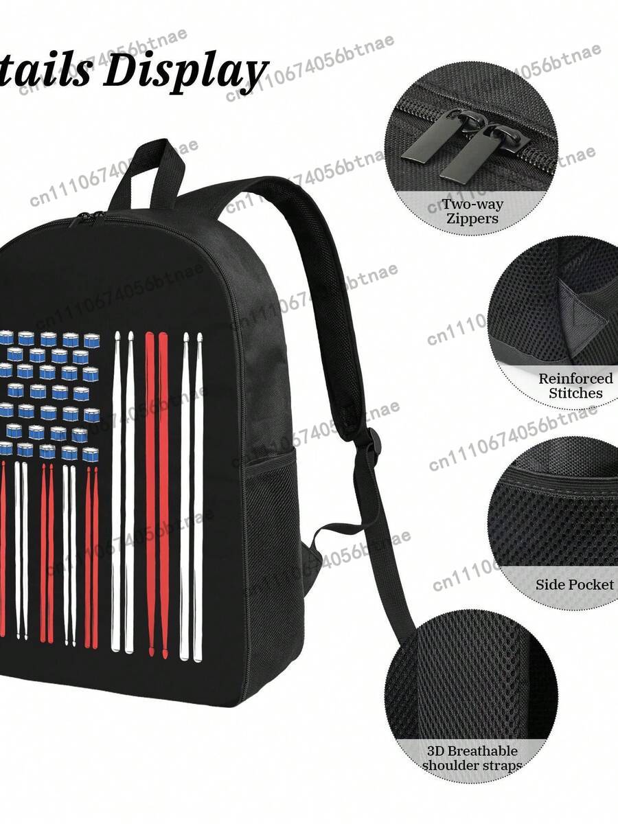 Drum Sticks US American Flag 3 - School Backpack Teen ulasan dan harga